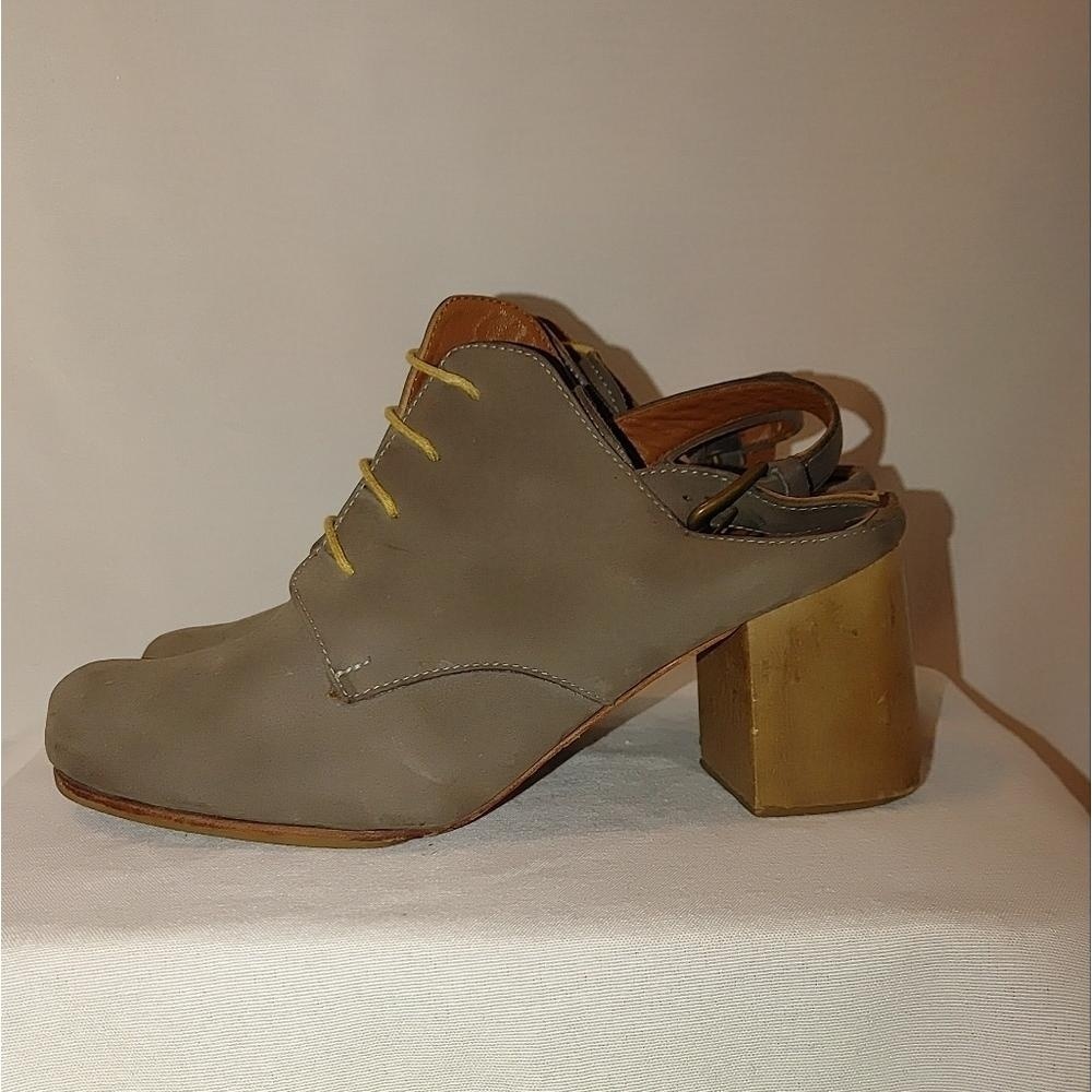 Rachel Comey Lace Up Sling Back Leather Wooden Block Heel Round Toe Mule 8.5 - Picture 6 of 14